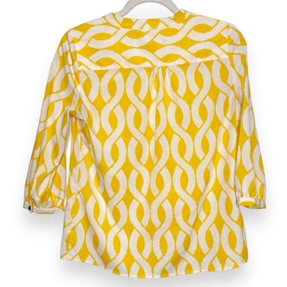 Banana Republic Yellow White Chain 3/4 Button Blouse  Extra Small XS - Picture 6 of 6